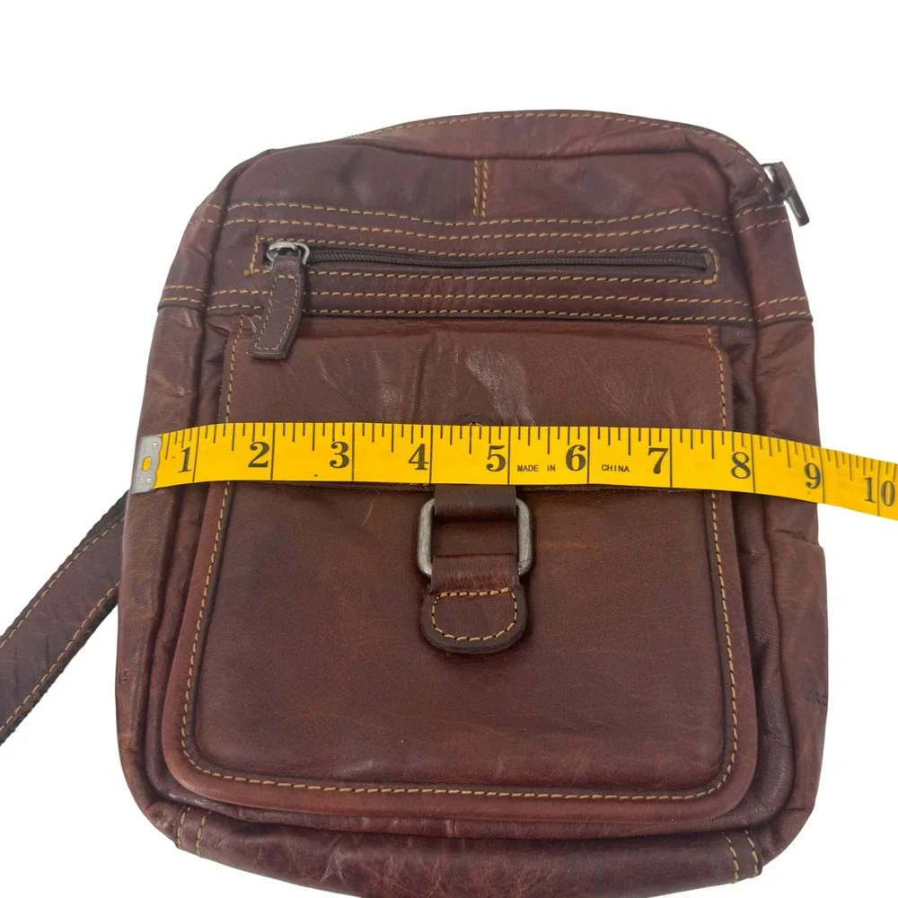 Jack Georges Brown Leather‎ Crossbody Messenger Bag Small Vertical Tablet Bag